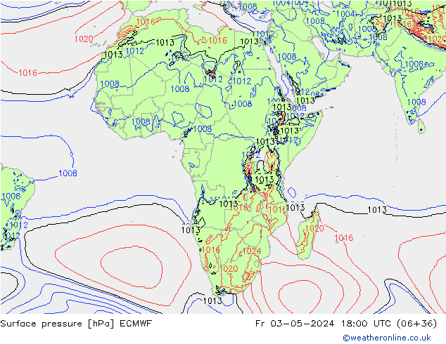 Presión superficial ECMWF vie 03.05.2024 18 UTC