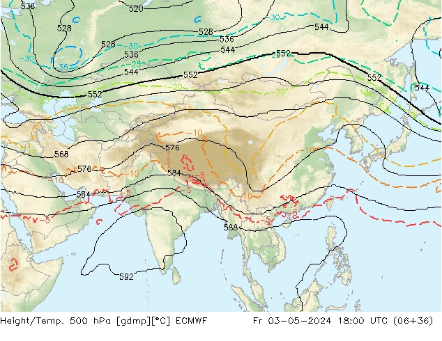 Height/Temp. 500 hPa ECMWF Fr 03.05.2024 18 UTC