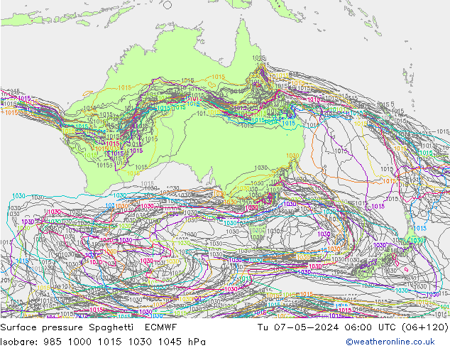 Surface pressure Spaghetti ECMWF Tu 07.05.2024 06 UTC