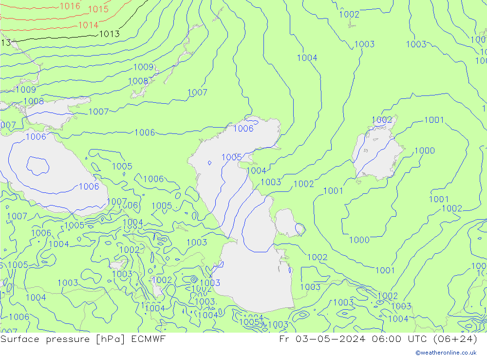 Bodendruck ECMWF Fr 03.05.2024 06 UTC