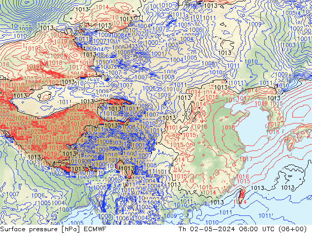 地面气压 ECMWF 星期四 02.05.2024 06 UTC