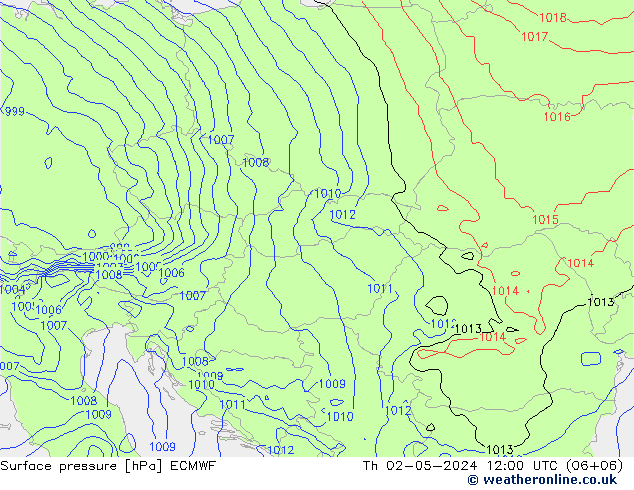 Surface pressure ECMWF Th 02.05.2024 12 UTC