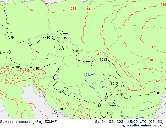 Presión superficial ECMWF sáb 04.05.2024 18 UTC