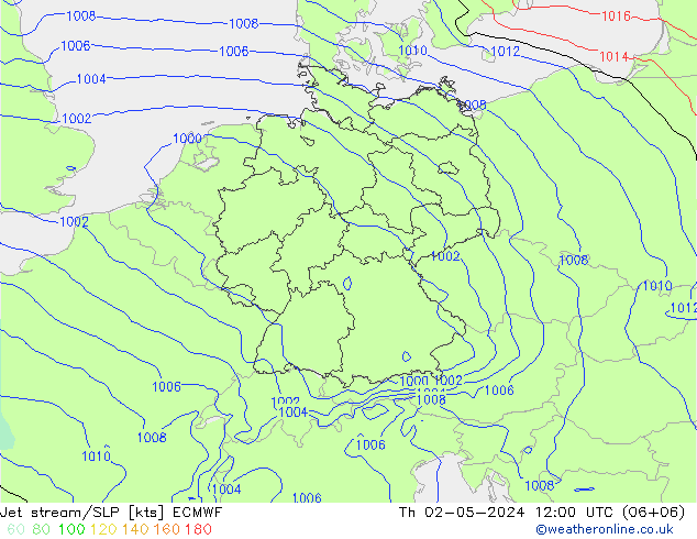 高速氣流/地面气压 ECMWF 星期四 02.05.2024 12 UTC