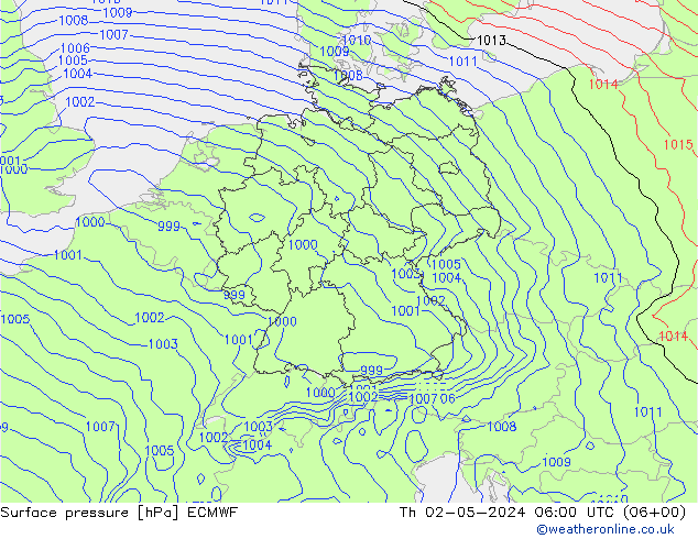 地面气压 ECMWF 星期四 02.05.2024 06 UTC