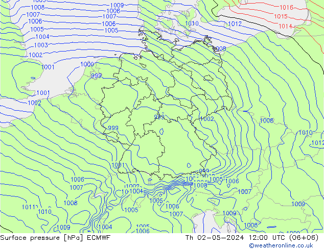 地面气压 ECMWF 星期四 02.05.2024 12 UTC