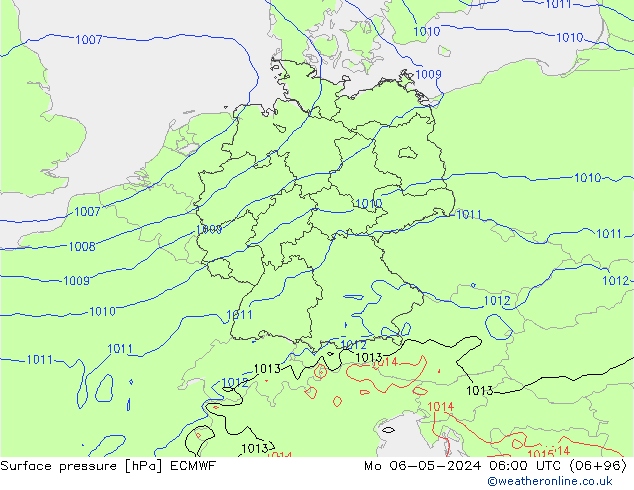 ciśnienie ECMWF pon. 06.05.2024 06 UTC