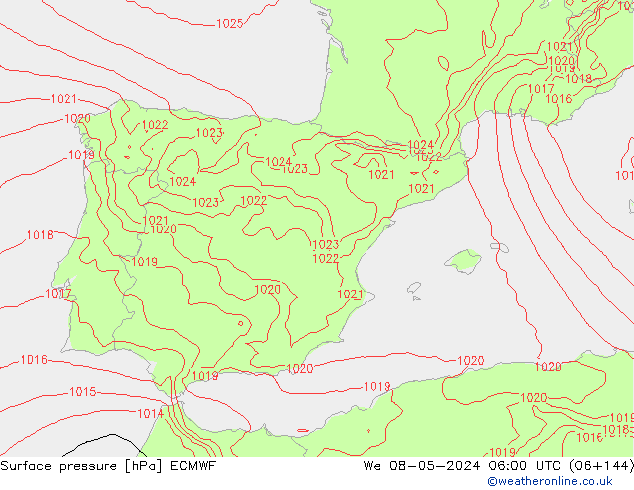 pression de l'air ECMWF mer 08.05.2024 06 UTC