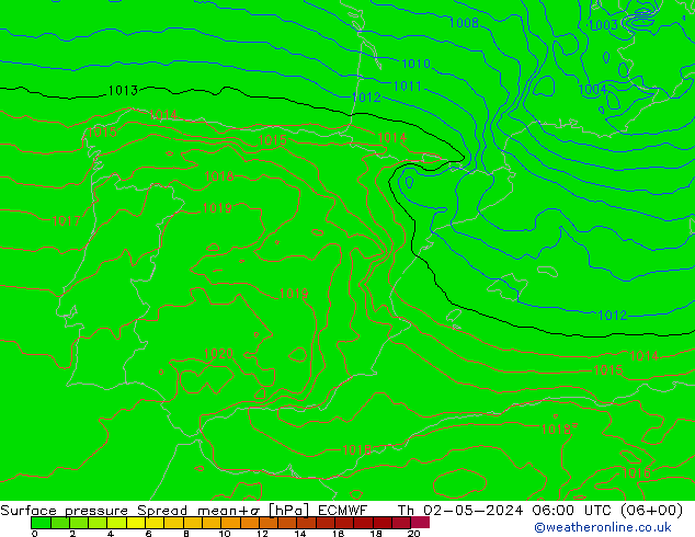 Yer basıncı Spread ECMWF Per 02.05.2024 06 UTC