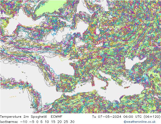 Temperaturkarte Spaghetti ECMWF Di 07.05.2024 06 UTC