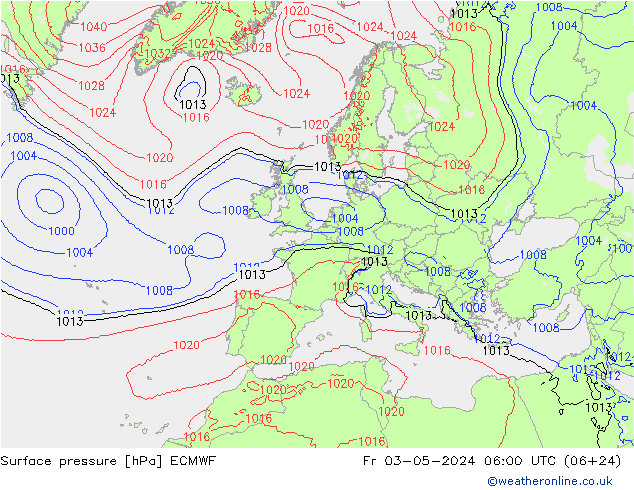 Surface pressure ECMWF Fr 03.05.2024 06 UTC