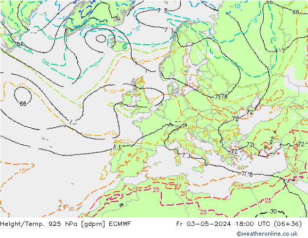 Height/Temp. 925 hPa ECMWF Fr 03.05.2024 18 UTC