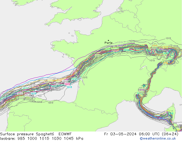 pression de l'air Spaghetti ECMWF ven 03.05.2024 06 UTC