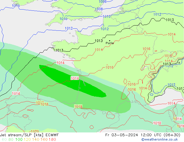 Polarjet/Bodendruck ECMWF Fr 03.05.2024 12 UTC