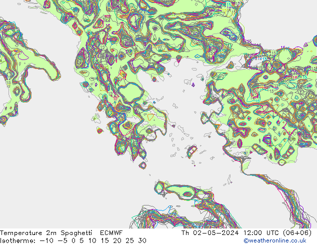 mapa temperatury 2m Spaghetti ECMWF czw. 02.05.2024 12 UTC