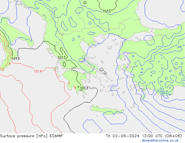 Atmosférický tlak ECMWF Čt 02.05.2024 12 UTC