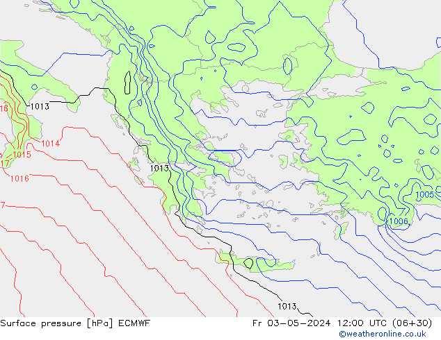 Yer basıncı ECMWF Cu 03.05.2024 12 UTC