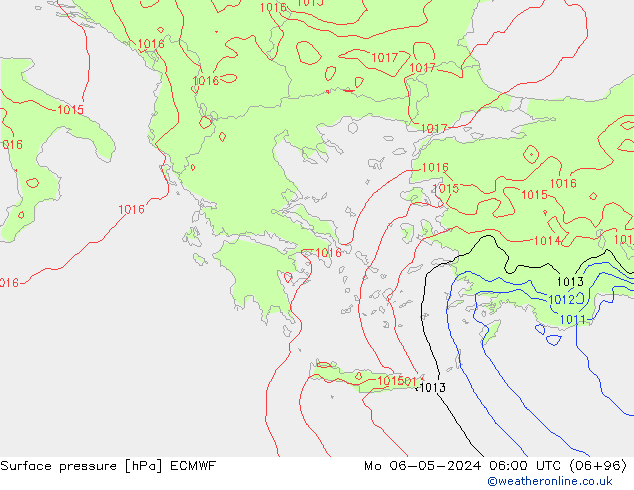 Pressione al suolo ECMWF lun 06.05.2024 06 UTC