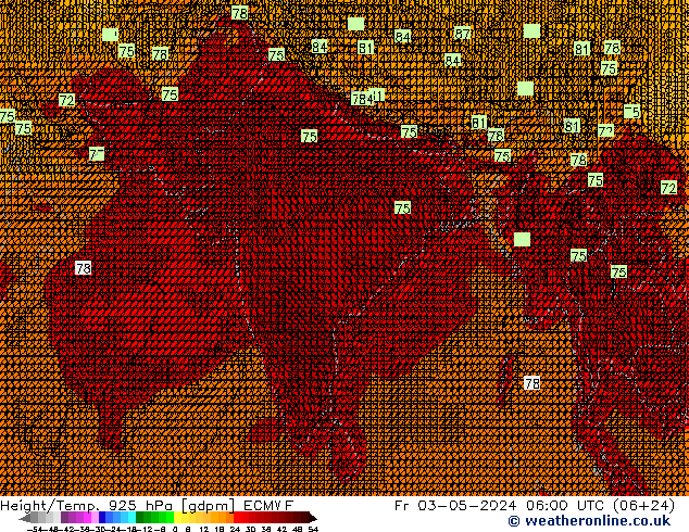 Yükseklik/Sıc. 925 hPa ECMWF Cu 03.05.2024 06 UTC