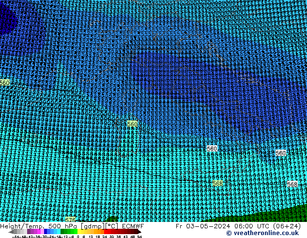 Géop./Temp. 500 hPa ECMWF ven 03.05.2024 06 UTC