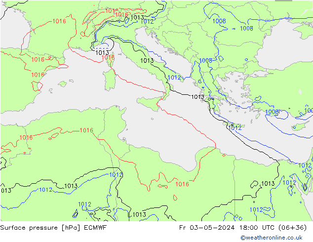 Yer basıncı ECMWF Cu 03.05.2024 18 UTC