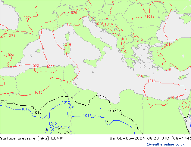 Atmosférický tlak ECMWF St 08.05.2024 06 UTC