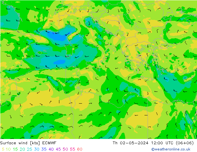 Vent 10 m ECMWF jeu 02.05.2024 12 UTC