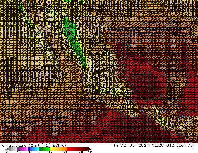 Temperatura (2m) ECMWF jue 02.05.2024 12 UTC