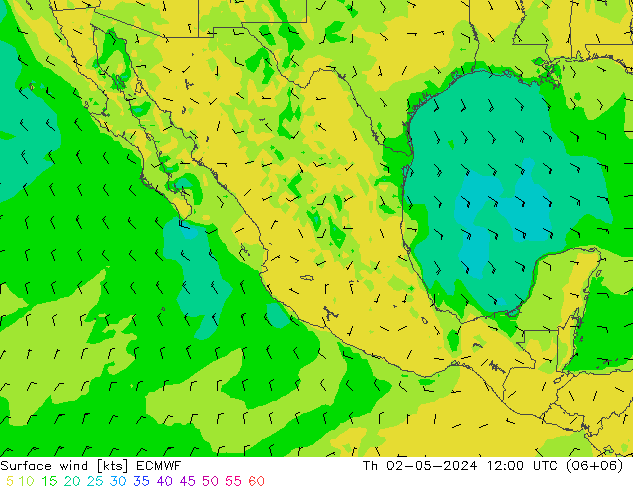 Viento 10 m ECMWF jue 02.05.2024 12 UTC