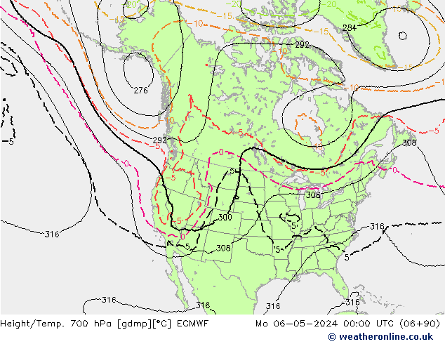 Height/Temp. 700 hPa ECMWF Mo 06.05.2024 00 UTC