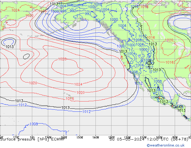 Presión superficial ECMWF dom 05.05.2024 12 UTC