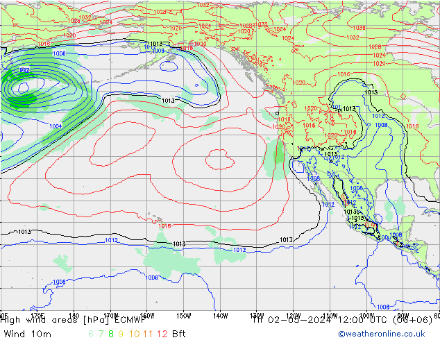 High wind areas ECMWF gio 02.05.2024 12 UTC