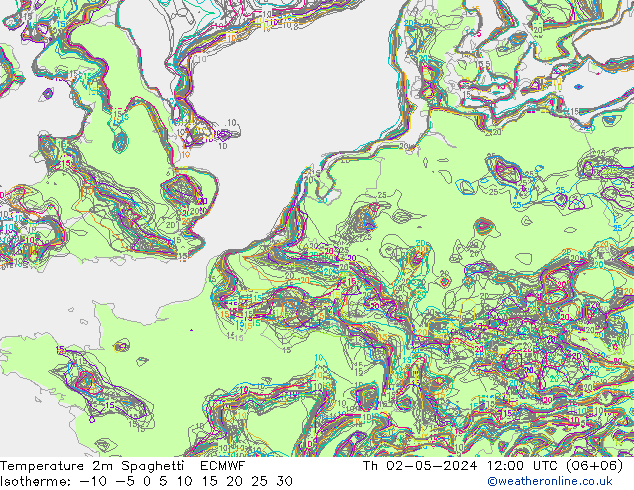 Temperaturkarte Spaghetti ECMWF Do 02.05.2024 12 UTC