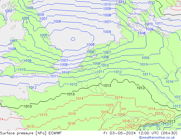 Bodendruck ECMWF Fr 03.05.2024 12 UTC