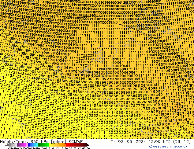 Height/Temp. 850 hPa ECMWF Do 02.05.2024 18 UTC