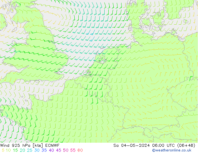 Wind 925 hPa ECMWF Sa 04.05.2024 06 UTC