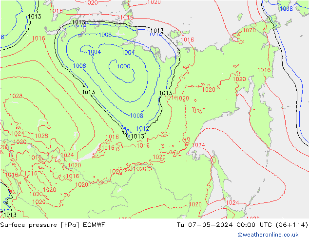 Atmosférický tlak ECMWF Út 07.05.2024 00 UTC