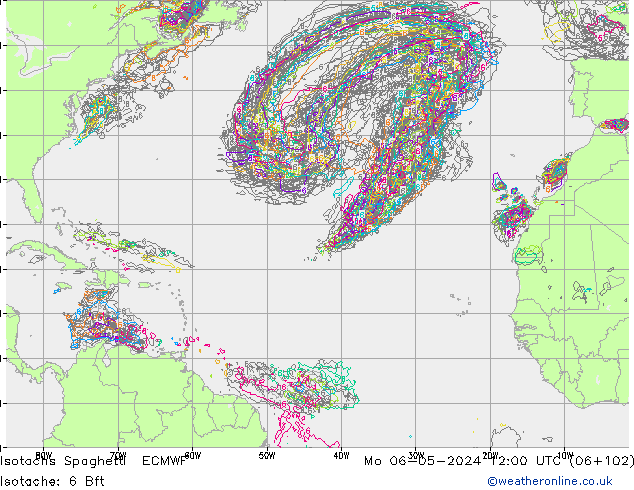 Isotachs Spaghetti ECMWF Seg 06.05.2024 12 UTC