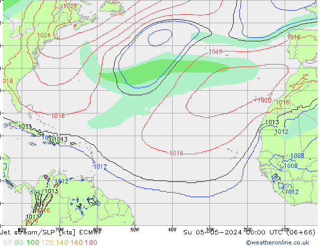 Jet Akımları/SLP ECMWF Paz 05.05.2024 00 UTC