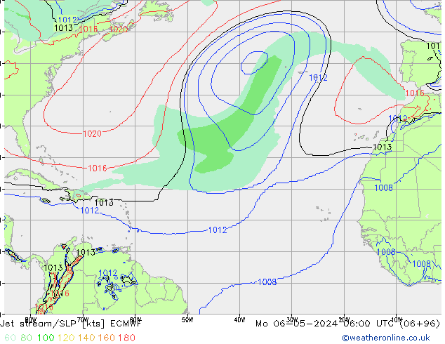 Jet stream/SLP ECMWF Po 06.05.2024 06 UTC