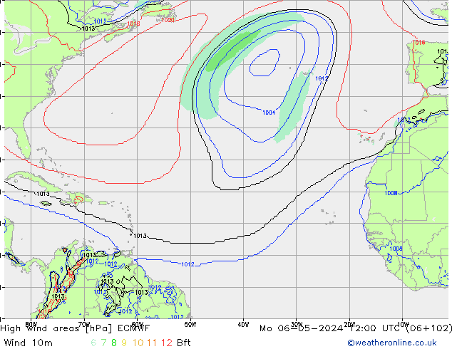 High wind areas ECMWF  06.05.2024 12 UTC