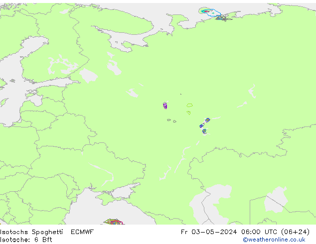 Isotaca Spaghetti ECMWF vie 03.05.2024 06 UTC