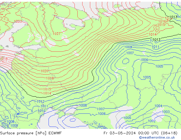 Pressione al suolo ECMWF ven 03.05.2024 00 UTC