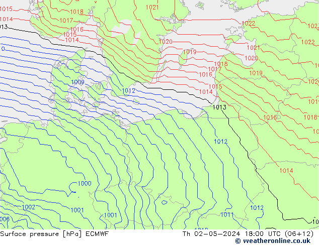 Bodendruck ECMWF Do 02.05.2024 18 UTC