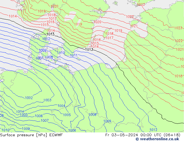 Surface pressure ECMWF Fr 03.05.2024 00 UTC