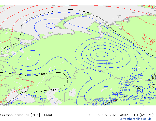 Surface pressure ECMWF Su 05.05.2024 06 UTC