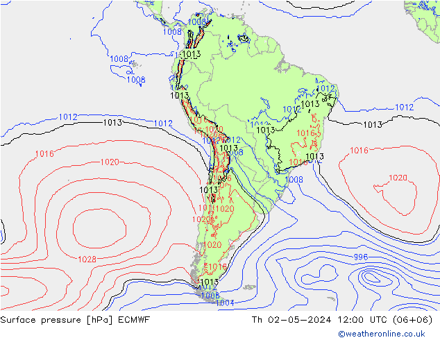 Pressione al suolo ECMWF gio 02.05.2024 12 UTC