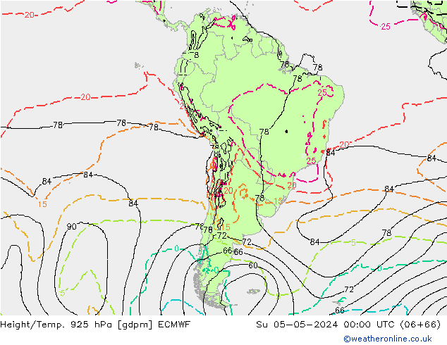 Geop./Temp. 925 hPa ECMWF dom 05.05.2024 00 UTC