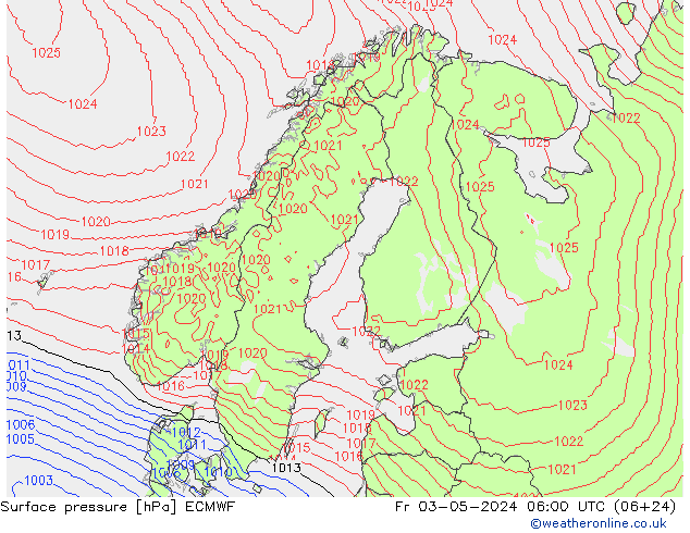 Surface pressure ECMWF Fr 03.05.2024 06 UTC