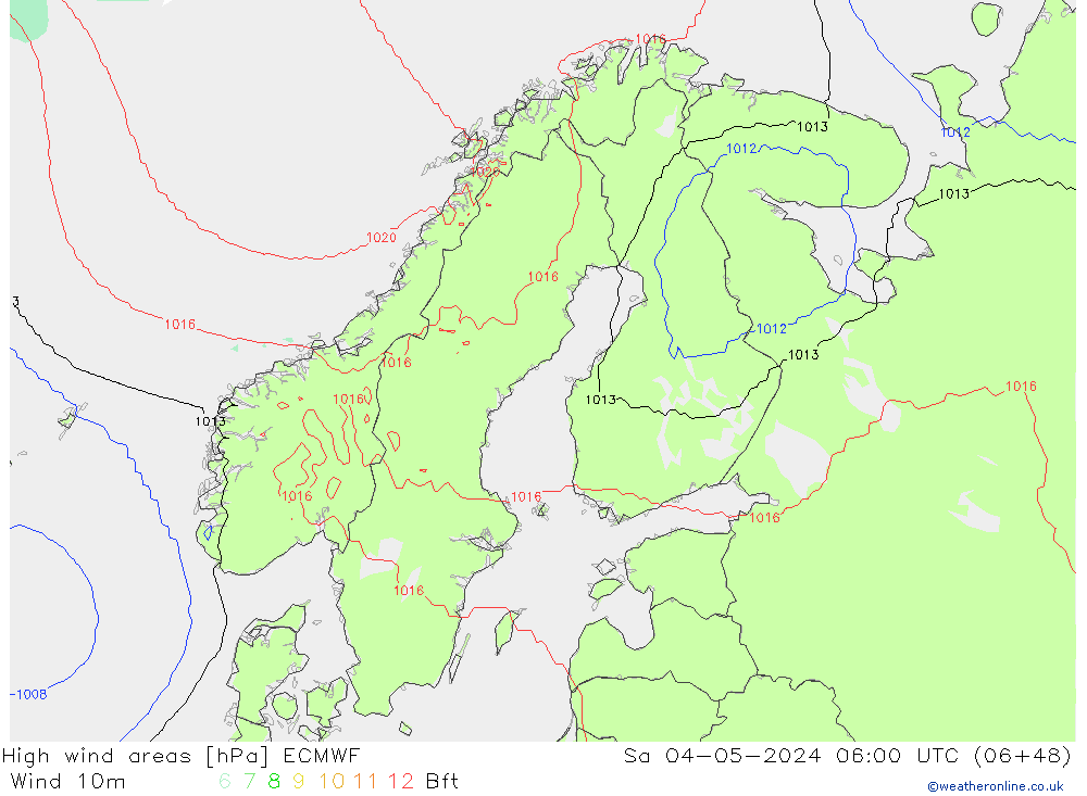 High wind areas ECMWF Sáb 04.05.2024 06 UTC